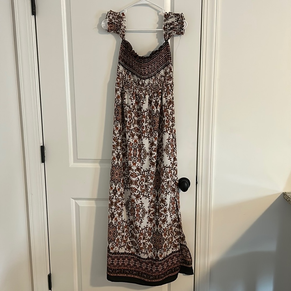 Off the shoulder maxi dress, multicolored design